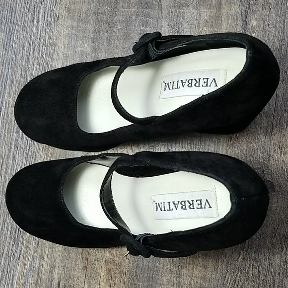 VERBATIM  Maryjane 6.5 platform BLACK  Suede Leather Covered buckle - Picture 11 of 16